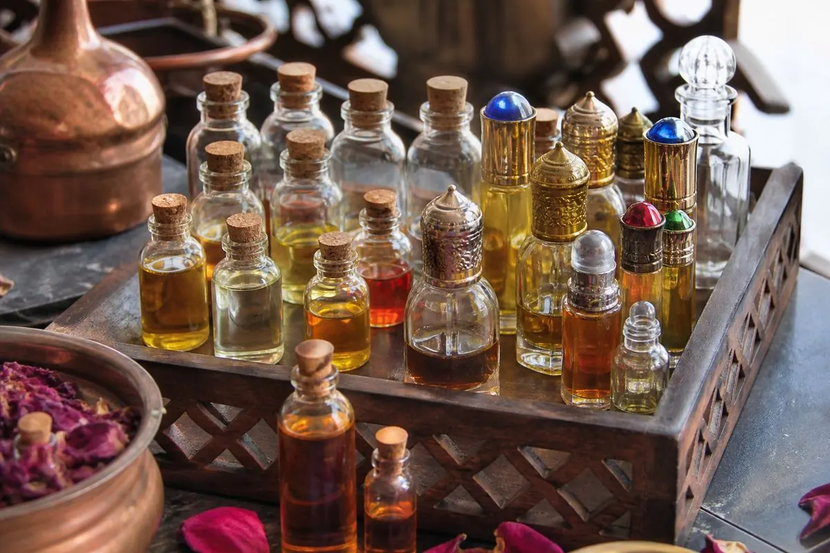 Kannauj-style attar alcohol-free perfume oil vials and roll-on bottles for India export