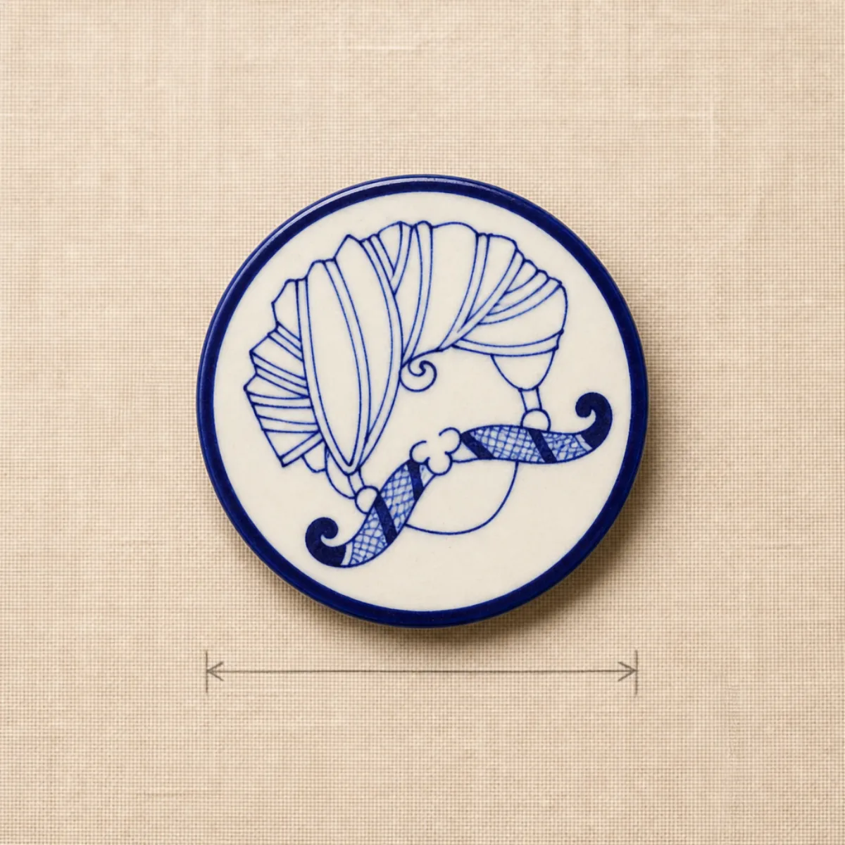 Jaipur Blue Pottery coaster showing approximately 4 inch / 10.2 cm diameter