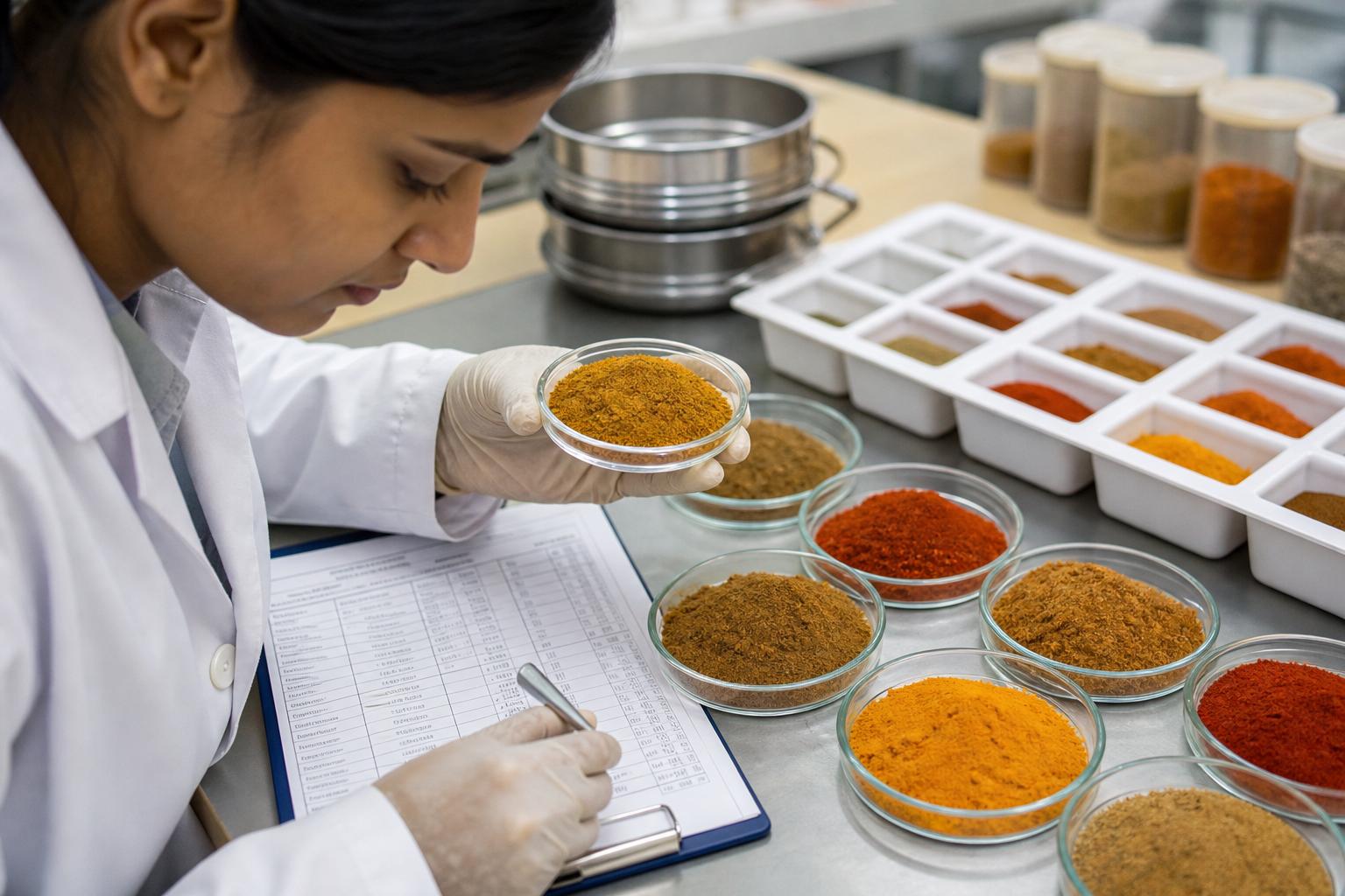 Laboratory quality inspection of spice blend samples with Certificate of Analysis