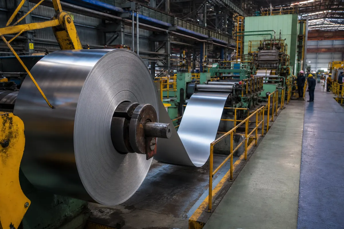 Stainless steel strip on a cold rolling and continuous annealing line at an Indian mill in the Odisha Jajpur corridor before recoiling into export-grade 304 or 316L coil